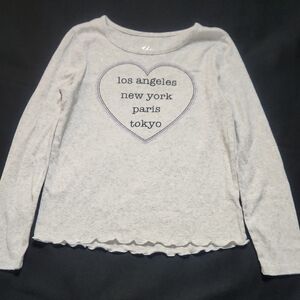 Justice Light Gray Long Sleeve Tee with City Heart Design